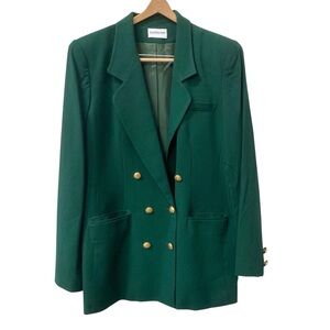 Vintage Emerald Green Wool Double-Breasted Blazer Jacket sz 1X
